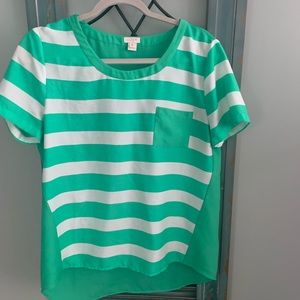 J. Crew silky green stripe top